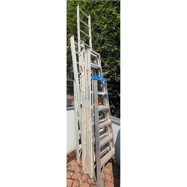 5 pc - Aluminum step ladders & telescopic ladder