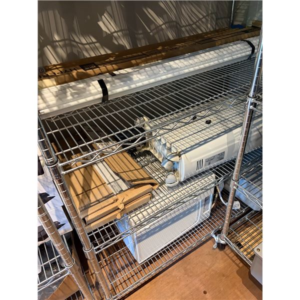 3 Shelves - Fluorescent Light Bulbs (G13) - Heater, Noma A/C Unit & Electrical Box