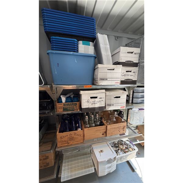 Group - Misc. Plastic Organizers, Painted Glass Jars & Plastic Bins, Etc.