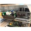 Image 2 : 3 Shelves - Misc. Electronics including Telus Cable Boxes, Rotel Receiver, Epson Scanner, Etc.