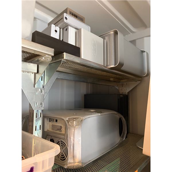 2 Shelves - Apple Tower Computers, + Computer Parts - Untested / Believed to be not working