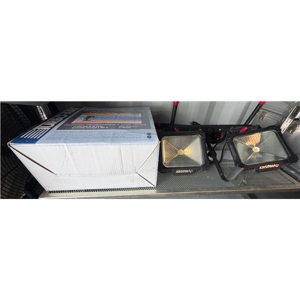 Shelf - x2 Husky LED Work Lights &Turbo Air 11,000 CFM High Velocity Inline Fan