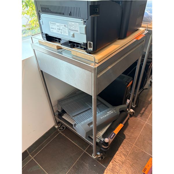 Rolling Stainless Cart w/ Wood Top