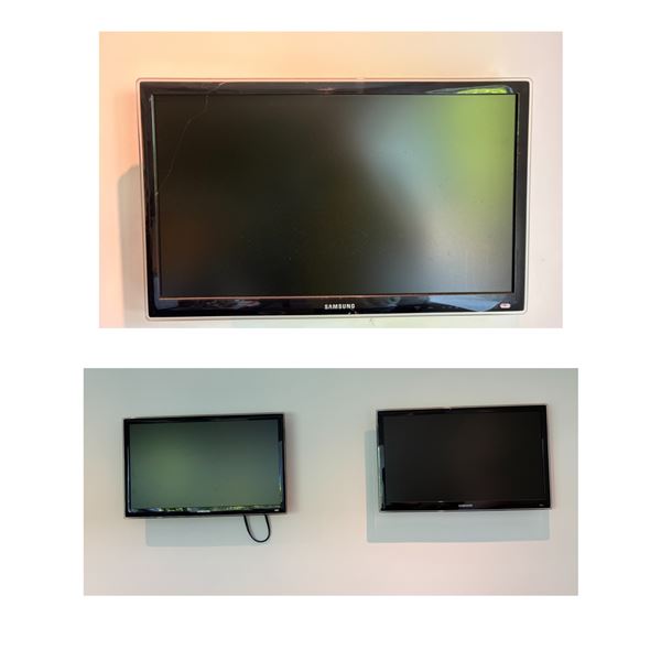 3 pc - Samsung 21" Monitor w/ Wall Bracket - Bidder Responsible for Removal
