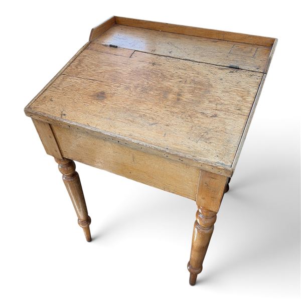 Antique Solid Oak School Desk - 22x20x32"