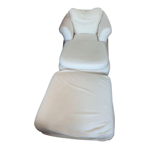 Chair  & Ottoman w/ White Slip Cover