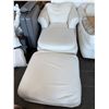 Image 2 : Chair  & Ottoman w/ White Slip Cover