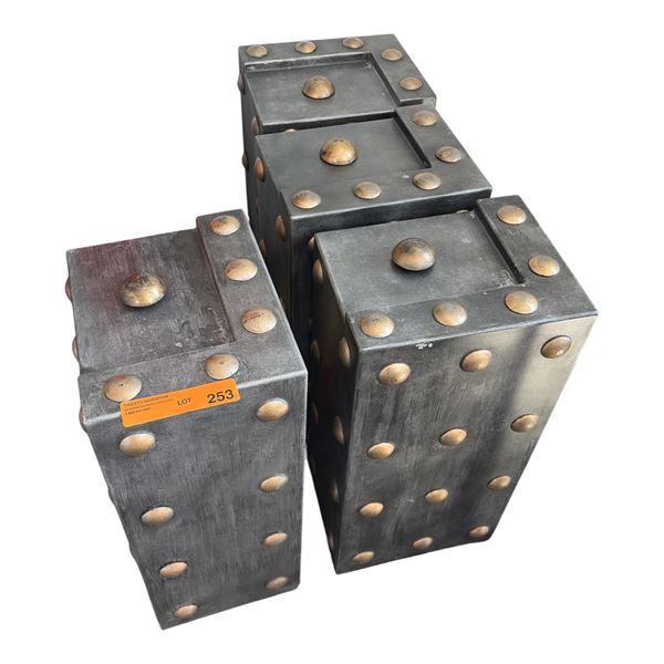 Rivet Style Metal Coffee Table Legs & Glass Top