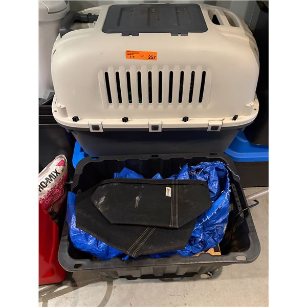 Pet Carrier with Storage Tote of Misc. Items