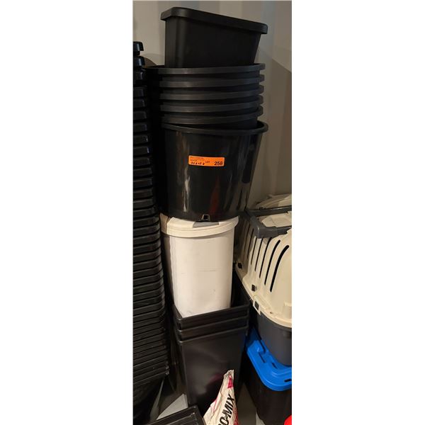 Group of Nursery Pots and Plastic Bins
