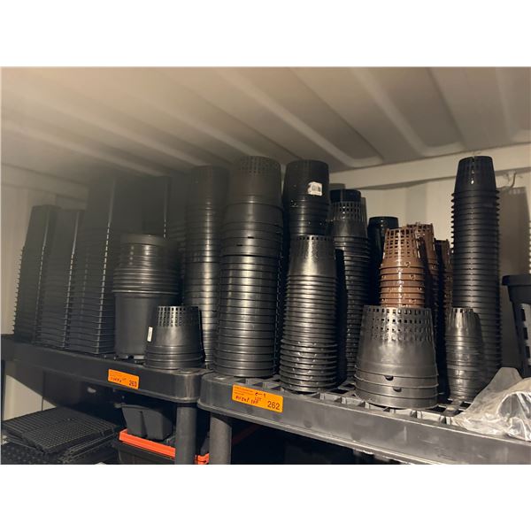 Large Group of Plastic Net Pots and Nursery Containers