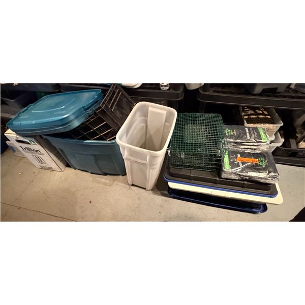 Group of Storage Totes, Grow Bags and Garden Screens