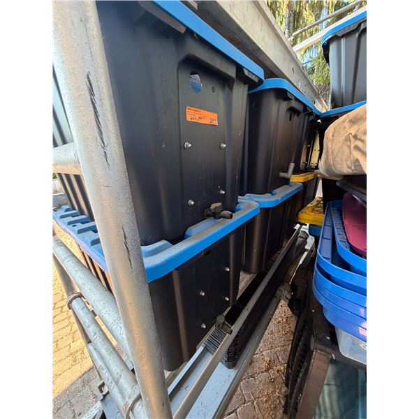Group of Storage Totes with Blue Lids