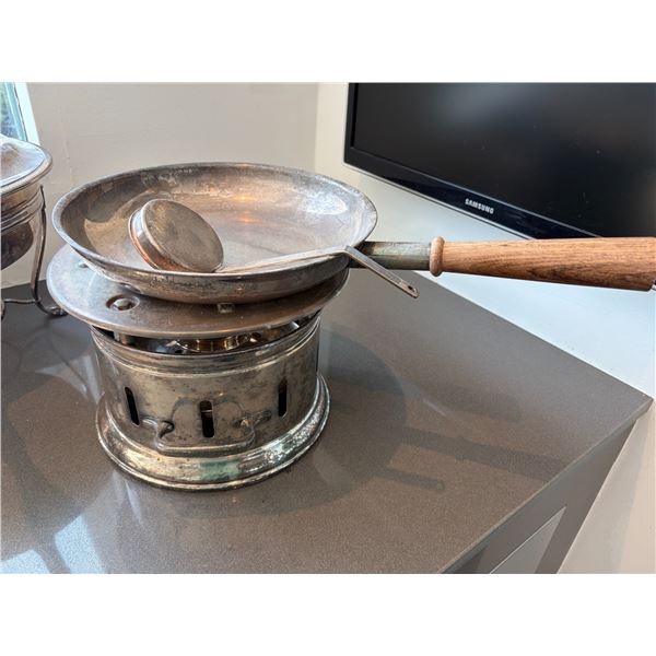 Silver Plate Chafing Dish Warmer with Burner Stand