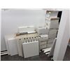 Image 1 : Group Of Assorted White Furniture Panels And Table Legs With IKEA Berg Trestle Legs, Lekman Storage 