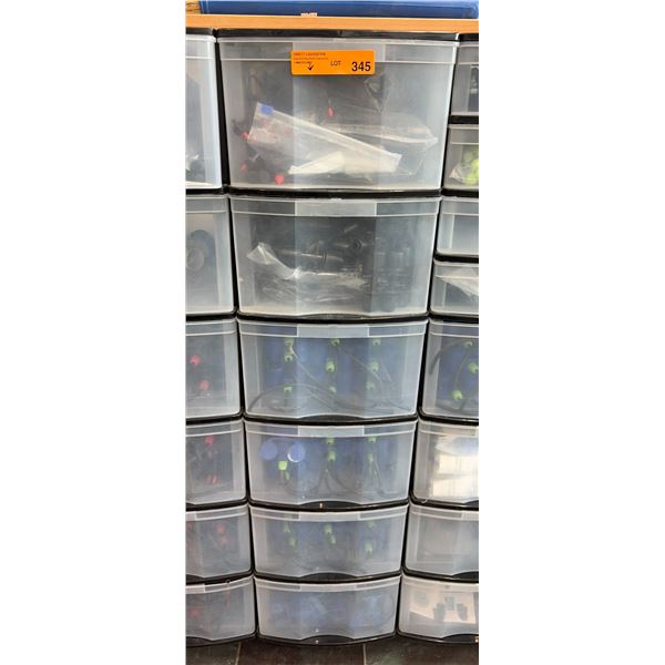 Plastic Drawer Storage Unit With Assorted AutoPot AQUAvalve Systems And Irrigation Manifold Fittings