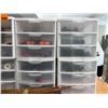 Image 2 : Group Of 5 White Plastic Drawer Storage Units With Assorted Drip Irrigation Fittings, Screws, Teflon