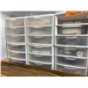 Image 3 : Group Of 5 White Plastic Drawer Storage Units With Assorted Drip Irrigation Fittings, Screws, Teflon