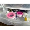 Image 6 : Group Of 5 White Plastic Drawer Storage Units With Assorted Drip Irrigation Fittings, Screws, Teflon