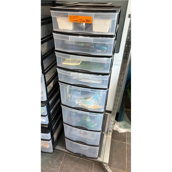 Shelf Storage Unit With Assorted Gardening And Office Supplies Including Plant Markers, Pest Traps, 