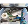Image 2 : Shelf Storage Unit With Assorted Gardening And Office Supplies Including Plant Markers, Pest Traps, 