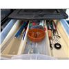 Image 3 : Shelf Storage Unit With Assorted Gardening And Office Supplies Including Plant Markers, Pest Traps, 