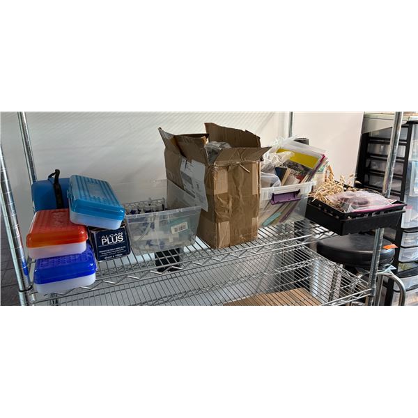 Group Of Assorted Aquarium Water Testing Supplies, LaMotte Test Kit Case, Seed Packets, Plastic Stor