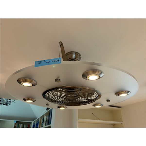 Round Flush-Mount Ceiling Fan with Integrated Light Fixture