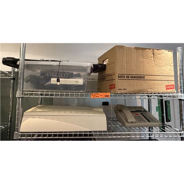 Group of Agfa SnapScan Scanner, D-Link Network Switches, and Office Telephone Etc.