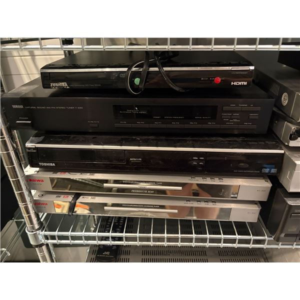 Group of Yamaha T-230 AM/FM Stereo Tuner, Toshiba DVD Players, and Daiwa Karaoke Players Etc.