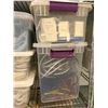 Image 3 : Group of Sotheby's Auction Catalogs, WGV Glass Vases, Plastic Storage Bins, and Sunbeam Heating Pads