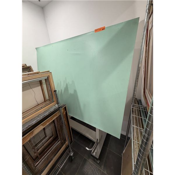 Rolling Adjustable Height Glass Top Art Table