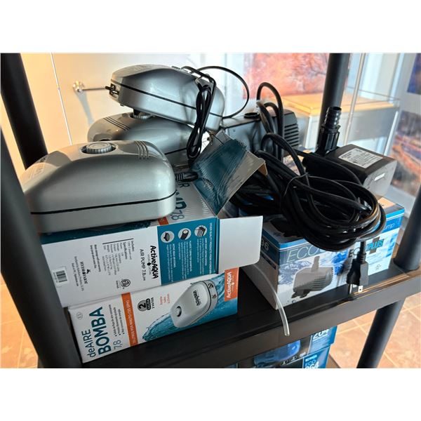 Group of ActiveAqua Air Pumps and EcoPlus Eco 396 and Eco 633 Submersible Pumps, Etc.