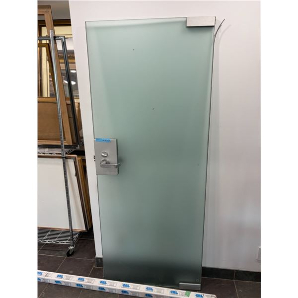 Frosted Glass Interior Door with Stainless Steel Lever Handle Lockset (31x76)