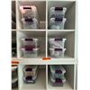 Image 1 : Group of 12 Storage Bins Misc - Marbles, Shattered Glass, Art Decor, Cables, Eye Glass, Etc.