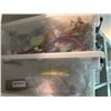 Image 2 : Group of 12 Storage Bins Misc - Marbles, Shattered Glass, Art Decor, Cables, Eye Glass, Etc.