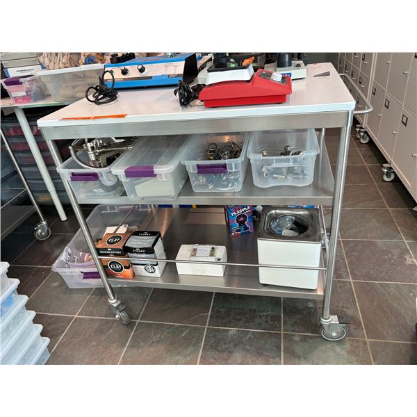 Group of Stainless Steel Rolling Utility Cart, Three Tier