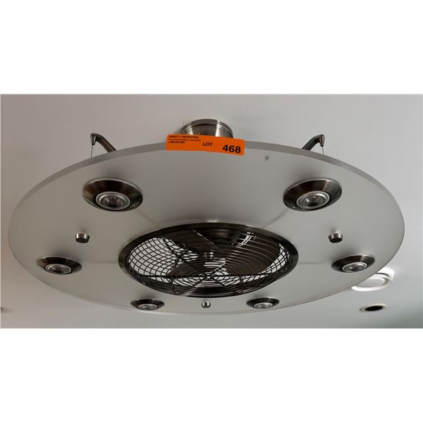Round Flush-Mount Ceiling Fan with Integrated Light Fixture