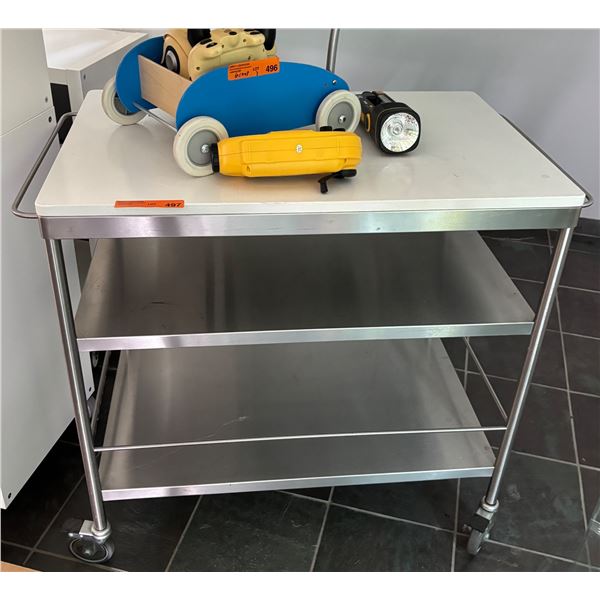 3 Tier Stainless Steel Shelf w/White Top