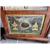 Image 2 : Antique Wooden Mantel Clock with Painted Glass Panel