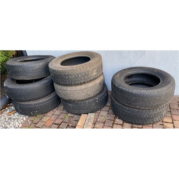 Group of 8 Various Tires - Granteck, Bridgestone, Etc.