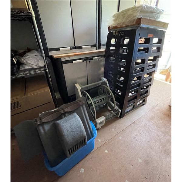 Group of Plastic Beehive Components, Plastic Hose Holder, Etc.