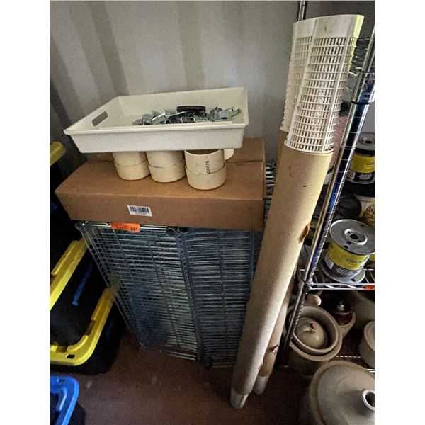 Group of Various Shelving, Bee Transport Cases, Etc.