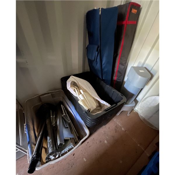 Group of Misc - Canopy's, Various Metal, Wood Bench, Totes, Etc.