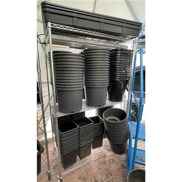 Shelf lot of Various Planters w/Grower light
