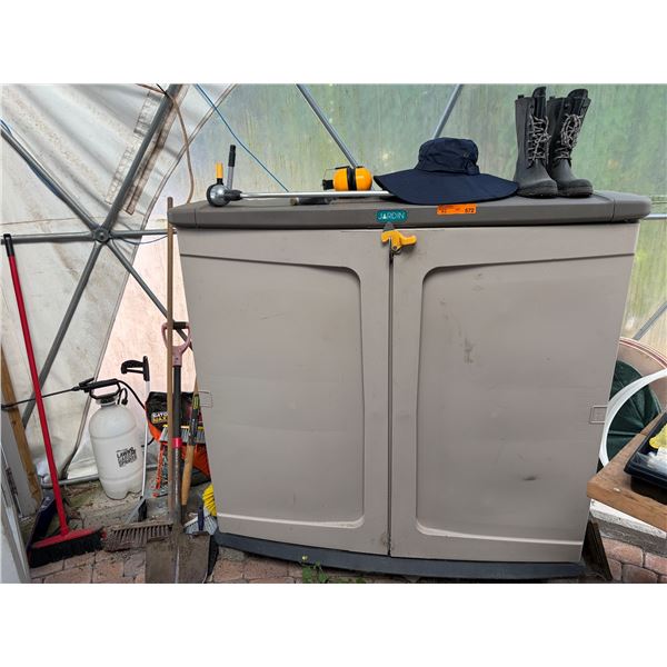 Group of Misc - Jardin Storage Unit (BIDDER RESPONSIBLE FOR REMOVAL - ATTACHED VIA OUTLET), Various
