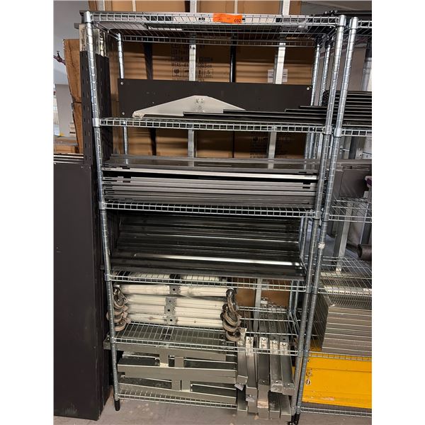 L2 - Large Lot of Modular Office Partition Components: Caster Wheels, Base Supports, Top Trim & Fram