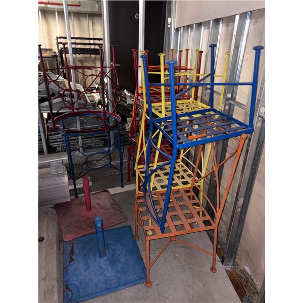 L2 - Large Group of Misc Coloured Chairs & Tables (NO Glass for tables)