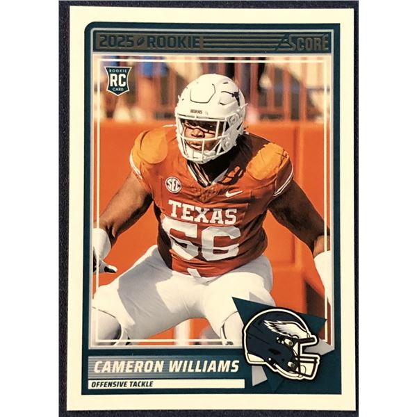 2025 SCORE NFL FOOTBALL CAM WILLIAMS ROOKIE CARD