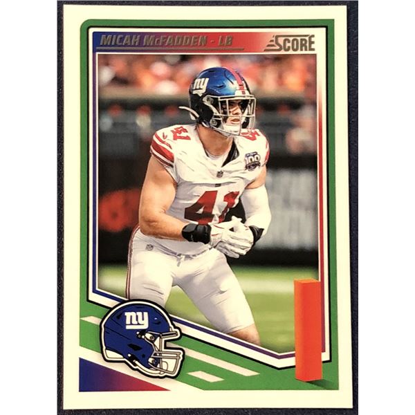2025 SCORE NFL FOOTBALL MICAH McFADDEN